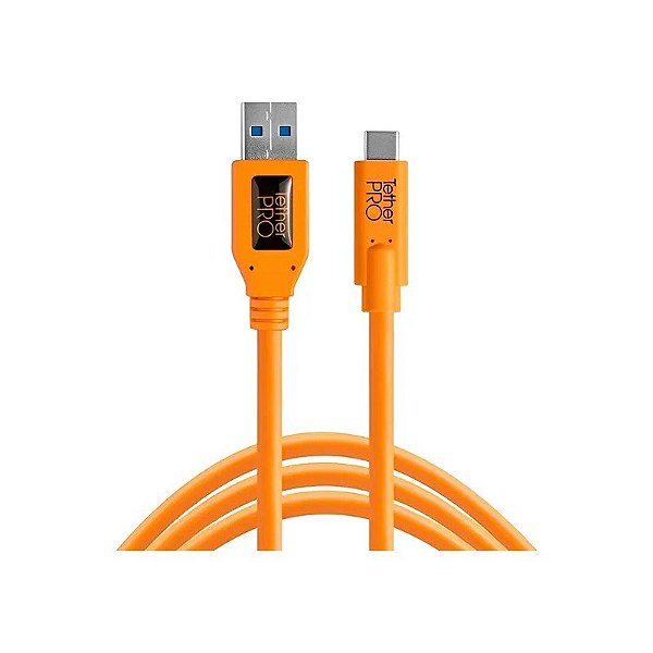 Cabo USB-A para USB-C Tether Tools Tetherpro 5 GBPS para Câmera - Laranja 4.6 Metros (CUC3215-Org)