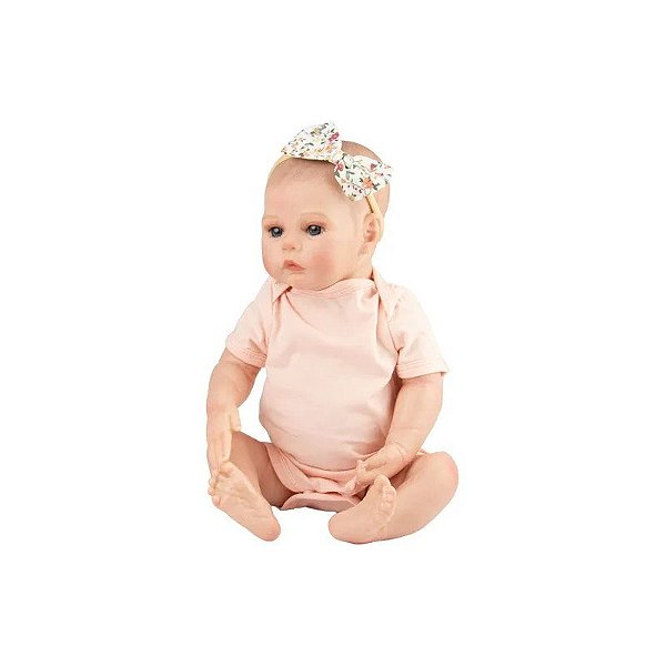 Boneca Bebê Reborn V-128 - 48cm - Silicone - Roupa Salmão