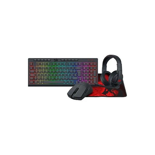 Kit Gamer Redragon Teclado K515RGB-SP + Mouse M724 + Headset S211 + Mousepad P016 - S147-SP