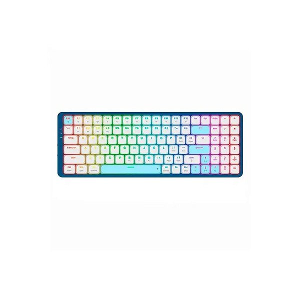Teclado Gamer Mecânico Redragon Eva Pro K684WB, RGB 96% Sem Fio USB-C BT, Switch Red, Inglês, Branco/Azul