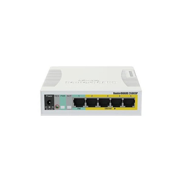 Switch Gerenciável Mikrotik RB260GSP CSS106-1G-4P-1S GB Poe
