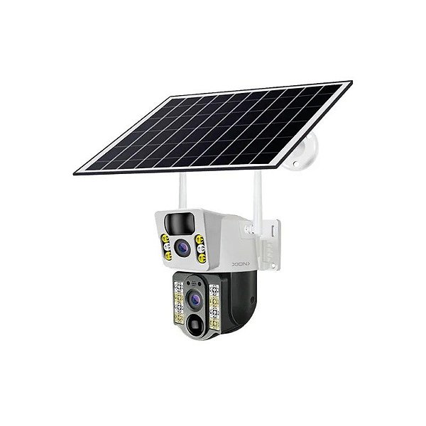 Câmera de Vigilância Dupla IP Xion XI-CCTV82S com Painel Solar 4MP Wifi - Branco/Preto