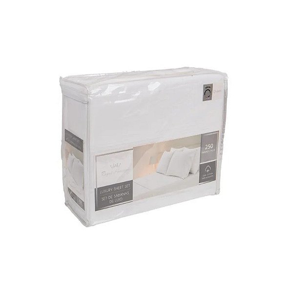 Jogo de Lençol Em Algodão Heritage Real Rainha Branco 250TC 4 Peças