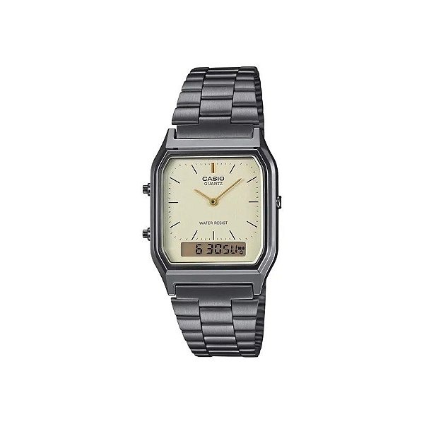 Relógio Casio Vintage AQ-230GG-9ADF Analógico/Digital Masculino - Cinza/Champanhe