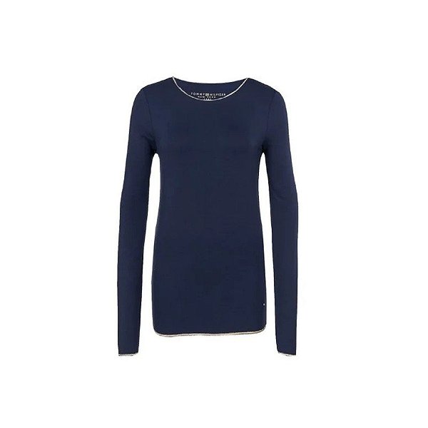 Blusa Tommy Hilfiger Feminina WW0WW14492-716 Tamanho P - Azul Marinho