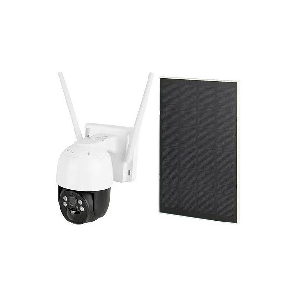 Câmera de Segurança IP S30-4G-M - 2MP - Wi-Fi - 2 Antenas - com Painel Solar - Branco e Preto