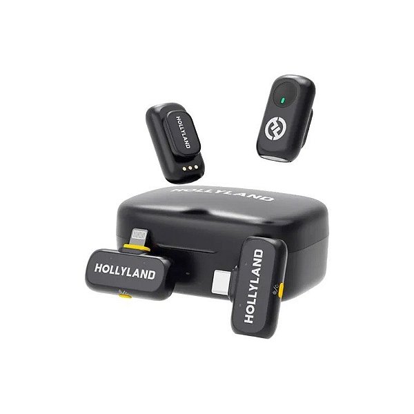 Microfone Lapela Hollyland Lark A1 Combo Sem Fio para Smartphone - Preto