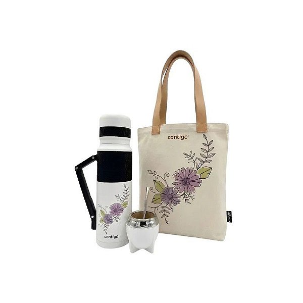 Kit Térmico Contigo + Cuia + Bomba + Bolsa - Lilás 1,1L