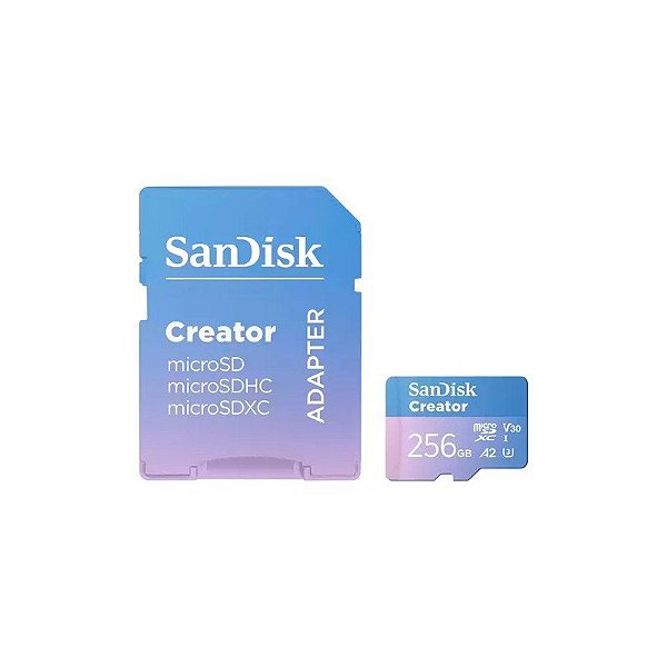 Cartão de Memória Sandisk Creator SDSQXAV-256G-GN6MS - 256GB - Microsd com Adaptador - 190MB/s