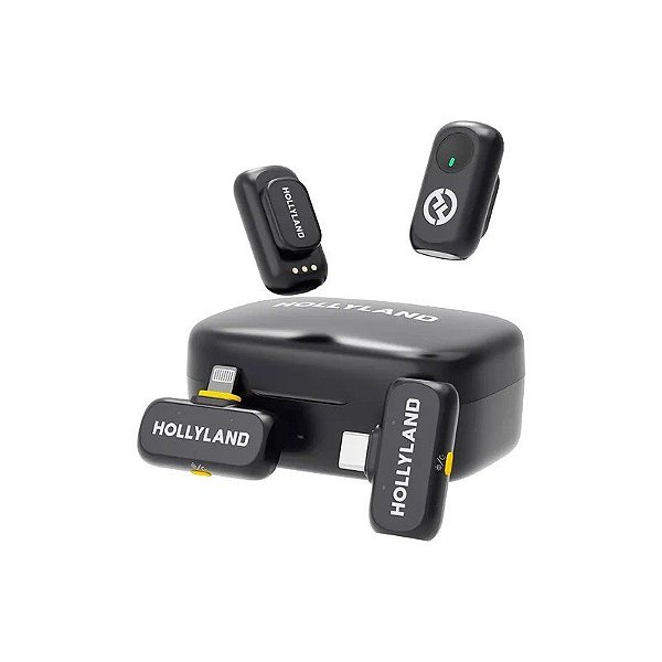 Microfone Lapela Hollyland Lark A1 Combo Sem Fio para Smartphone - Preto