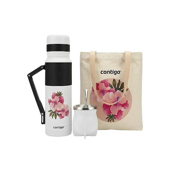 Kit Térmico Contigo + Cuia + Bomba + Bolsa - Rosa 1.1L