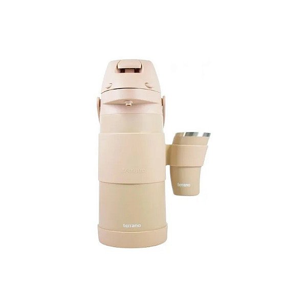 Garrafa Térmica Terrano Tereré - 1.9L - com Cuia Inox - Areia