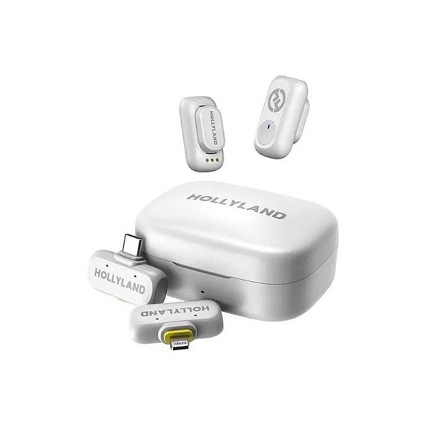 Microfone Lapela Hollyland Lark A1 USB-C Lightning para Smartphone Sem Fio - Branco