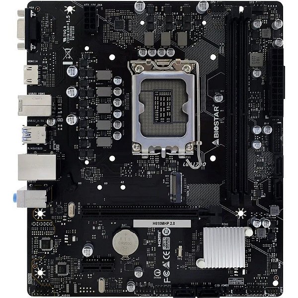 Placa-mãe Biostar H610MHP 2.0 LGA1700/2xDDR4/PCI/HDMI/VGA/M.2/SATA