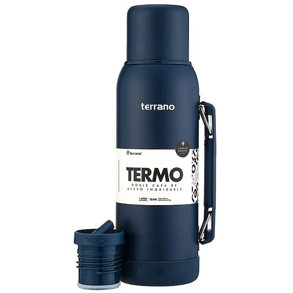 Garrafa Térmica Terrano 1L com base de silicone - Azul Marinho