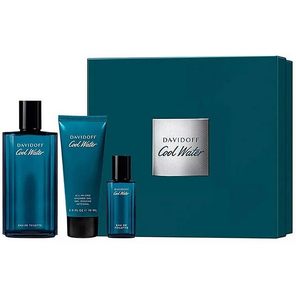 Kit Perfume Davidoff Cool Water Eau de Toilette 125mL+15mL+ Sabonete Líquido Corporal 75mL - Masculino