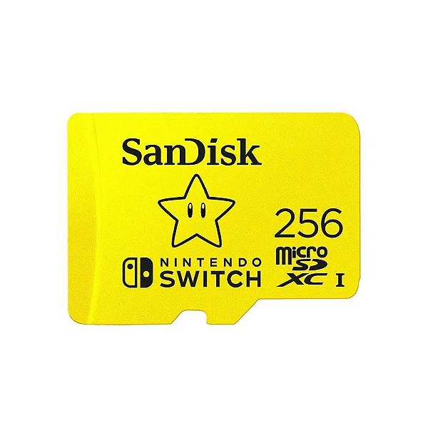 Cartão de memória Micro SD Sandisk Nintendo Switch 100-90 MB/s 256 GB (SDSQXAO-256-GNCZN)