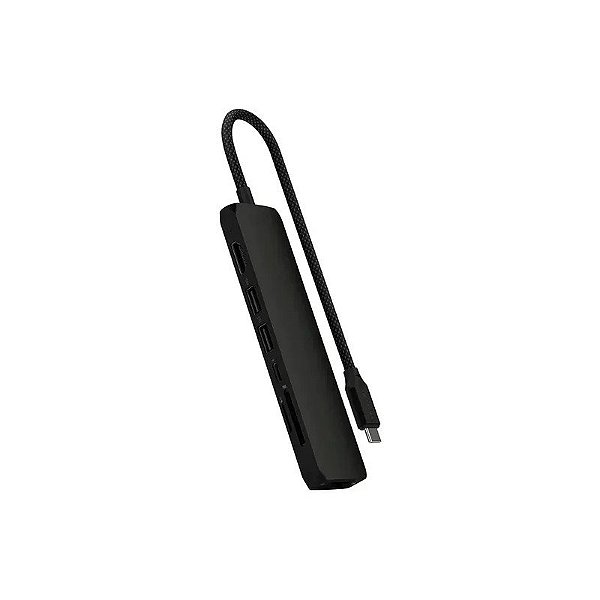 Hub Adaptador USB-C Slim Satechi Multiport ST-P7SK 7 Em 1 - Preto