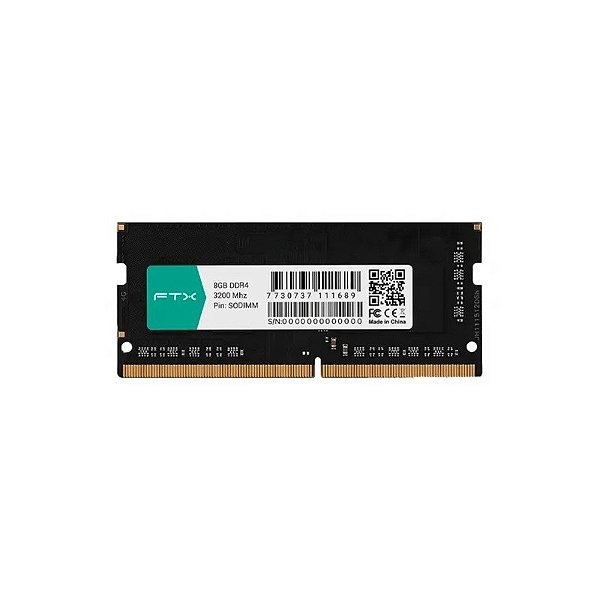 Memória para Notebook FTX, DDR4 8GB (1X8GB), 3200MHZ, So-DIMM, 111689, Preto