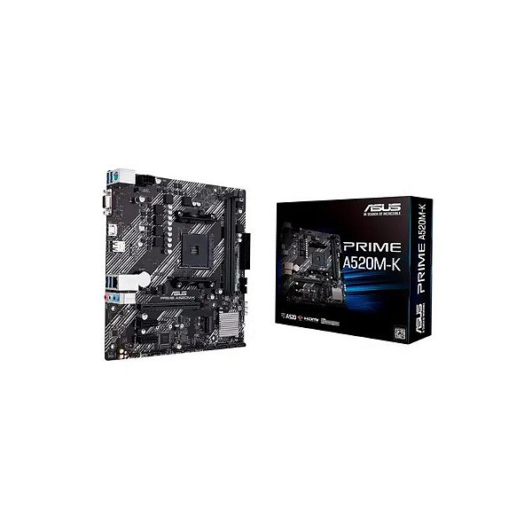 Placa-Mãe Asus Prime A520M-K Soquete AM4 Chipset AMD A520 DDR4 Micro ATX