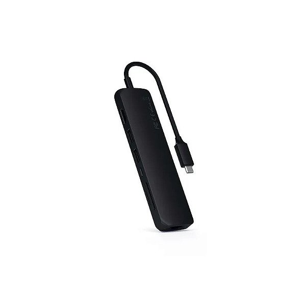 Hub USB-C Satechi ST-P6SK 6 Em 1 Slim Multiport Adaptador 4K - Preto