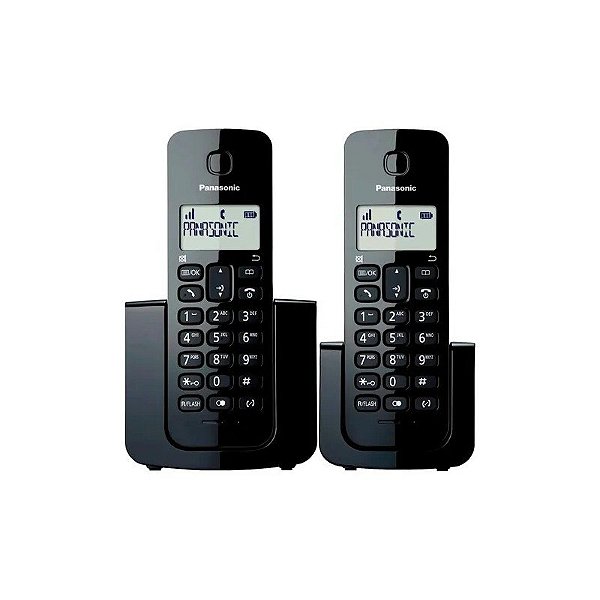 Telefone Sem Fio Panasonic KX-TGB112LAB - 2 Bases - com Bina - Bivolt - Preto
