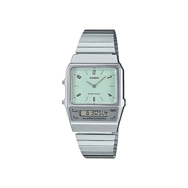 Relógio Casio Vintage AQ-800E-3ADF Analógico/Digital Unissex - Prata/Azul Claro