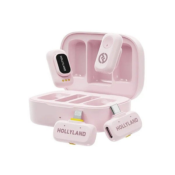 Microfone Sem Fio Hollyland Lark A1 Combo - USB-C/Lightning - Recarregável - Rosa