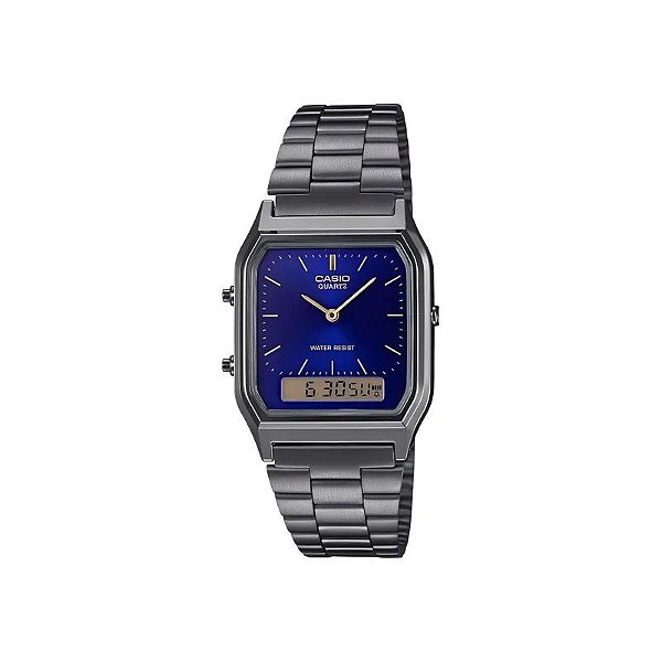 Relógio Casio Vintage AQ-230GG-2ADF Analógico/Digital Masculino - Cinza/Azul