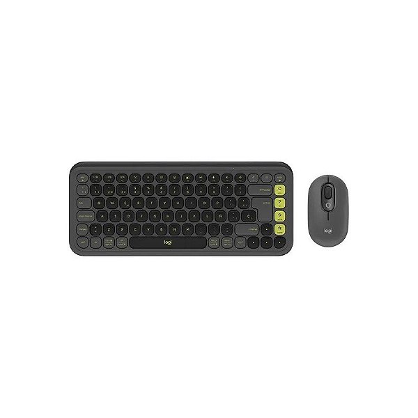 Kit Teclado + Mouse Sem Fio Logitech Pop Icon Combo - Grafite/Verde (920-013052)