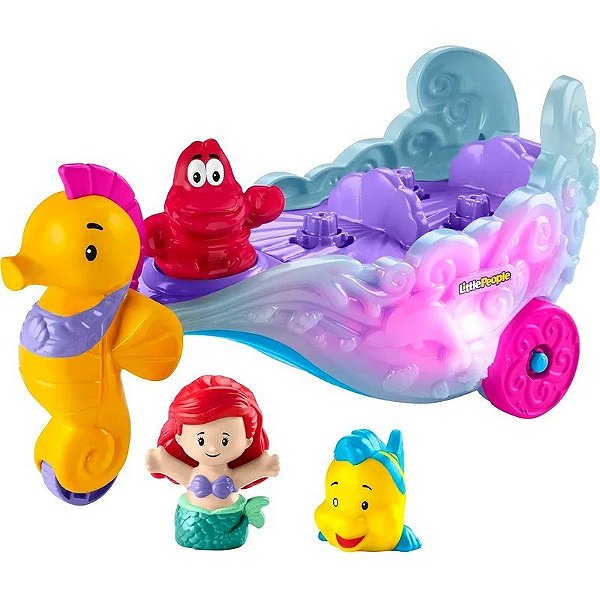 Carruagem Marinha Iluminada da Pequena Sereia Ariel Little People HMX83 - Fisher Price