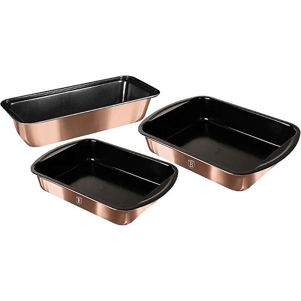 Jogo de Assadeira Berlinger Haus Metallic Line Rose Gold Edition - BH-7633 (3 peças)