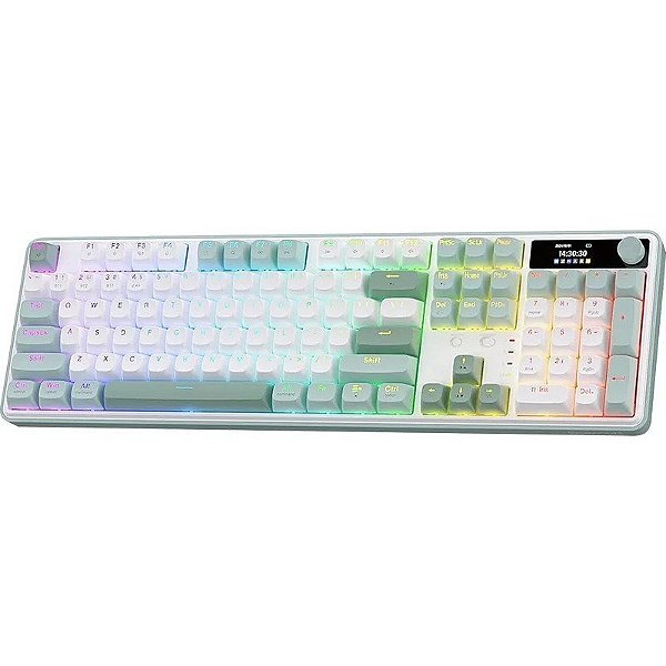 Teclado Gamer Redragon Wyvern LCD Pro K761WG-RGB-PRO Verde/Branco