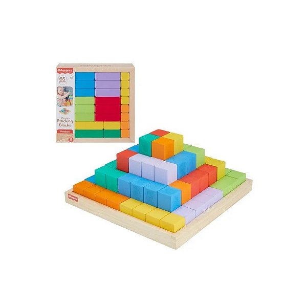 Jogo Didático Pirâmide de Blocos 65 Peças