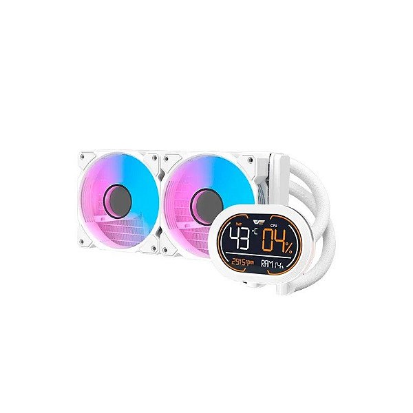 Cooler para Processador Darkflash DH240D Argb - Branco (com Painel Monitor)