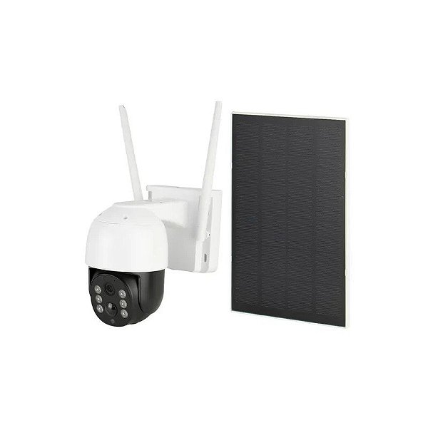 Câmera de Segurança IP S40-4G-G - 3MP - Wi-Fi - 2 Antenas - com Painel Solar - Branco e Preto