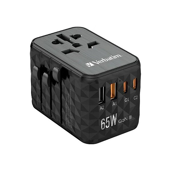 Adaptador Universal de Tomada Verbatim UTA-05 Gan III 65 W - Preto (32120)