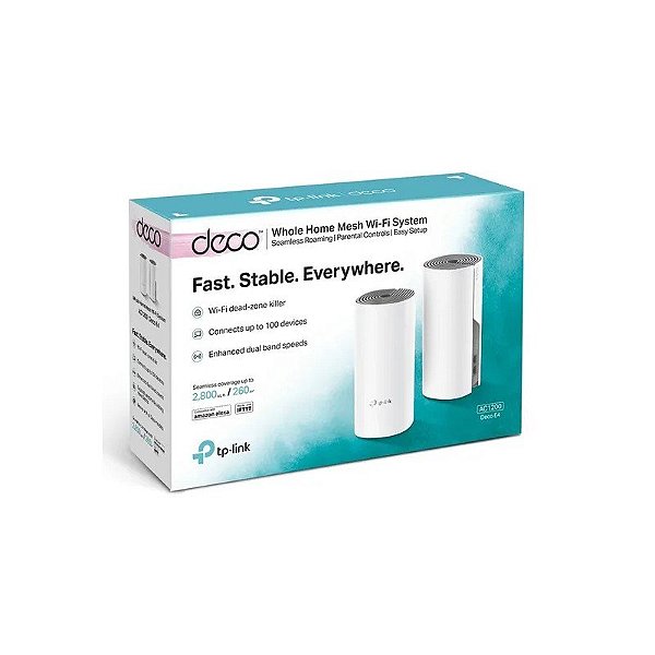 Kit TP-Link Wifi 5 Deco E4 (2 Peças) Mesh AC1200 para Toda a Casa sem CX