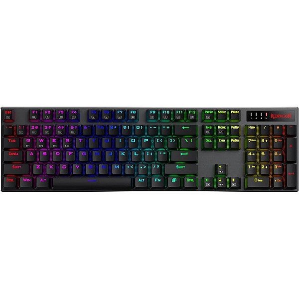 Teclado Gamer Redragon Dharma Pro K556RGB-PRO (Inglês - 3 Modos) Switch Vermelho