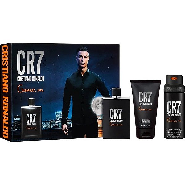 Kit Perfume Cristiano Ronaldo Game On EDT 100mL + Gel de Banho 150mL + Spray Corporal 150mL
