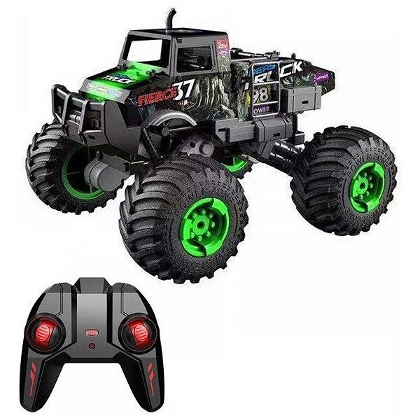Carro de Controle Remoto 2.4 GHZ 333 Best Truck Monster 98 Crazon 333-DJ19164 - Verde, Preto