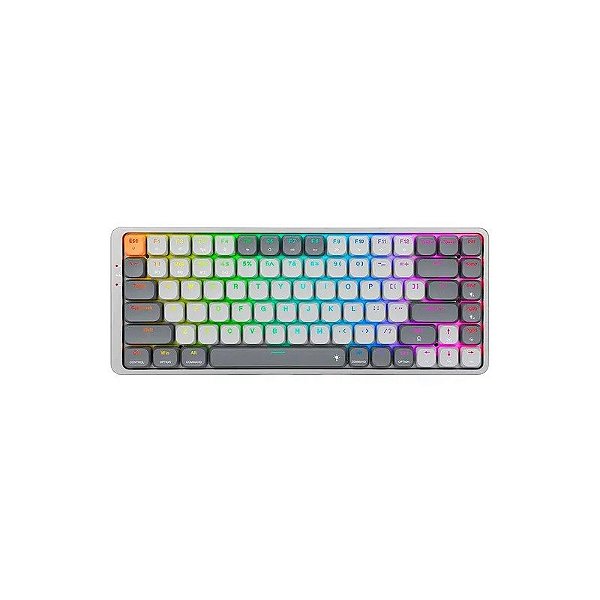 Teclado Gamer Redragon Azure Pro K652GG RGB Switch Low Profile Layout 75% Sem Fio - Branco Cinza Laranja