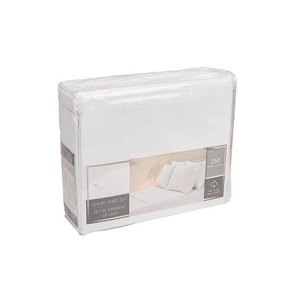 Jogo de Lençol de Algodão Royal Heritage King Branco 250 Fios 4 Peças