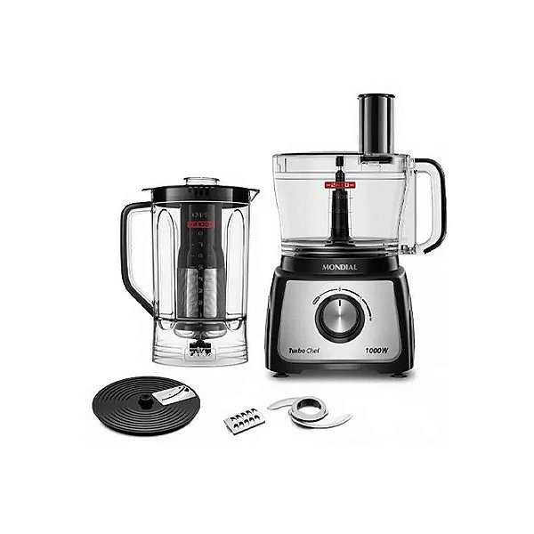 Multiprocessador Mondial Turbo Chef MPN-01-B 5 Em 1 E Liquidificador 127V ~ 60HZ - Preto/Prata