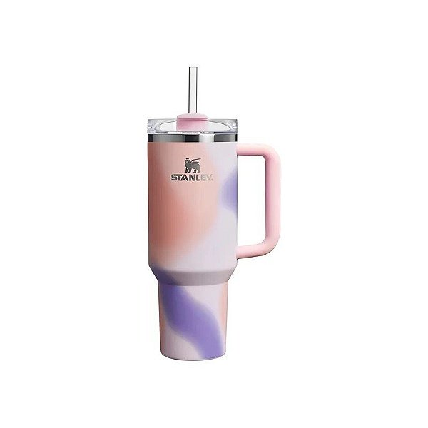 Copo Térmico Stanley Quencher H2.0 Tumbler New Frequency com Canudo - Rosa Pétala Movimento 1.18L