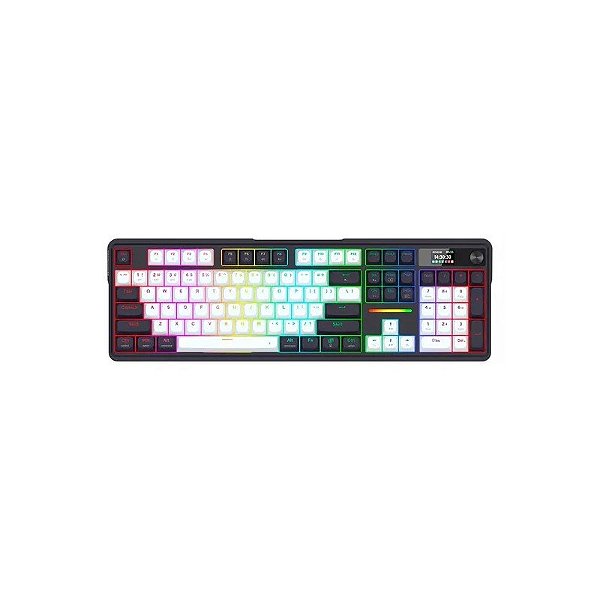 Teclado Gamer Redragon Terraflare Pro K762WP RGB Sem Fio Branco e Preto