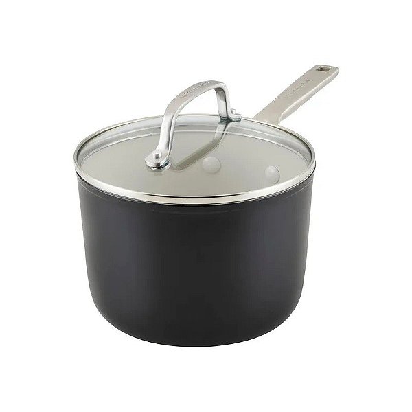 Caçarola Kitchenaid 84840 Antiaderente Cerâmica Tampa de Vidro 31CM Preto