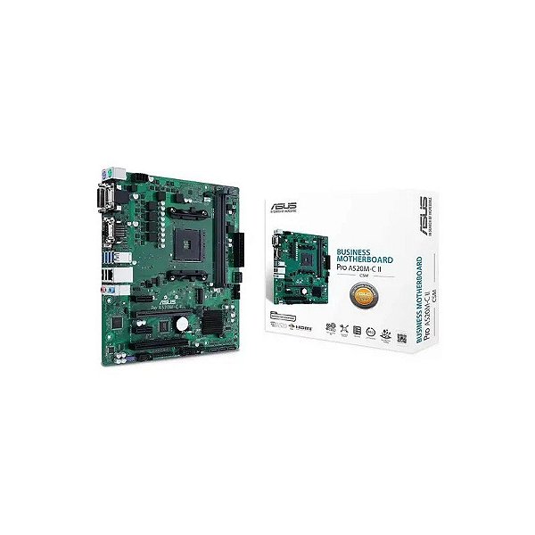 Placa Mãe Asus Pro A520M-C II/CSM Soquete AM4 Chipset AMD A520 DDR4 Micro ATX
