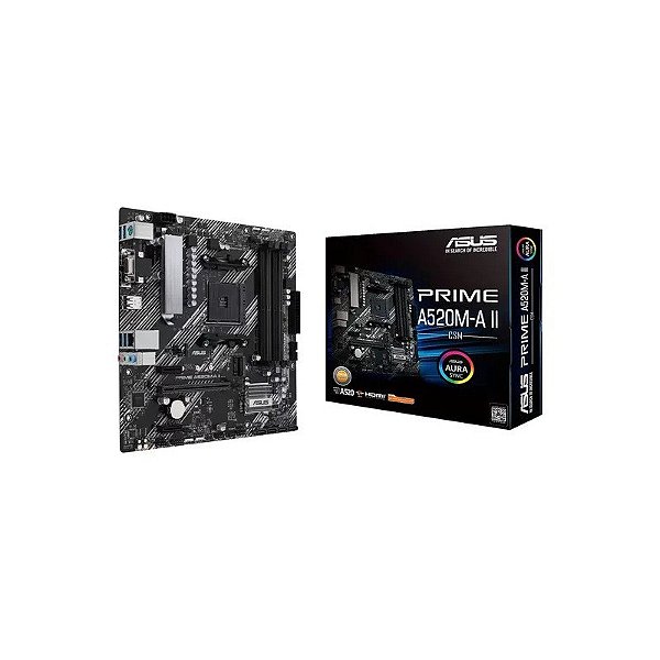 Placa Mãe Asus Prime A520M-A II Soquete AM4 Chipset AMD A520 DDR4 Micro ATX
