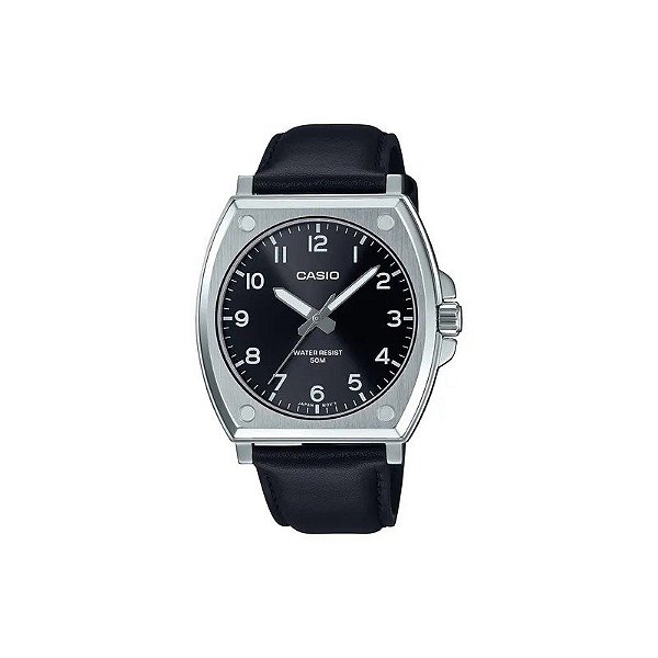 Relógio Analógico Masculino Casio MTP-E730L-1AVDF - Correia de Couro, Mostrador Preto